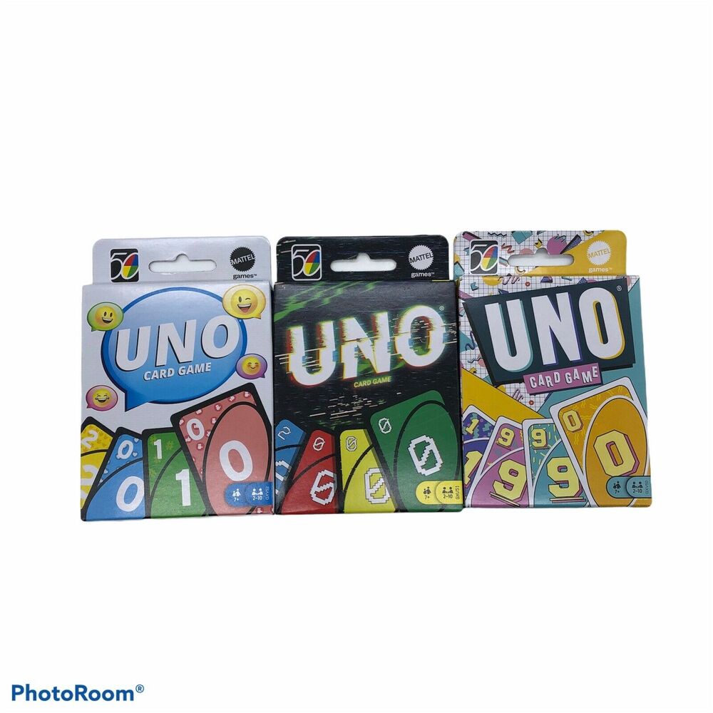 UNO Card Game 50th Anniversary Limited Edition Sets Lot of 3 - 90s, 00s, 10s